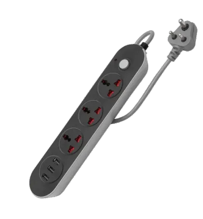 Nakoda 3 AC Sockets + 3 USB Ports Smart Power Strip - Model DC-PS-3AC-3USB - DC Convertor - Wholesale & OEM Direct Karol Bagh