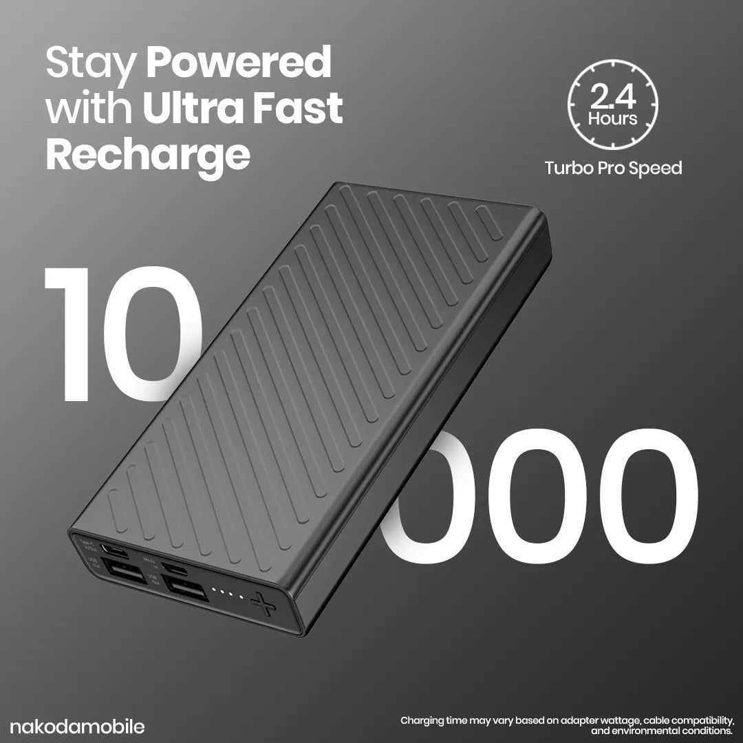 10,000mAh Power Bank with LED Display | Nakoda Mobile