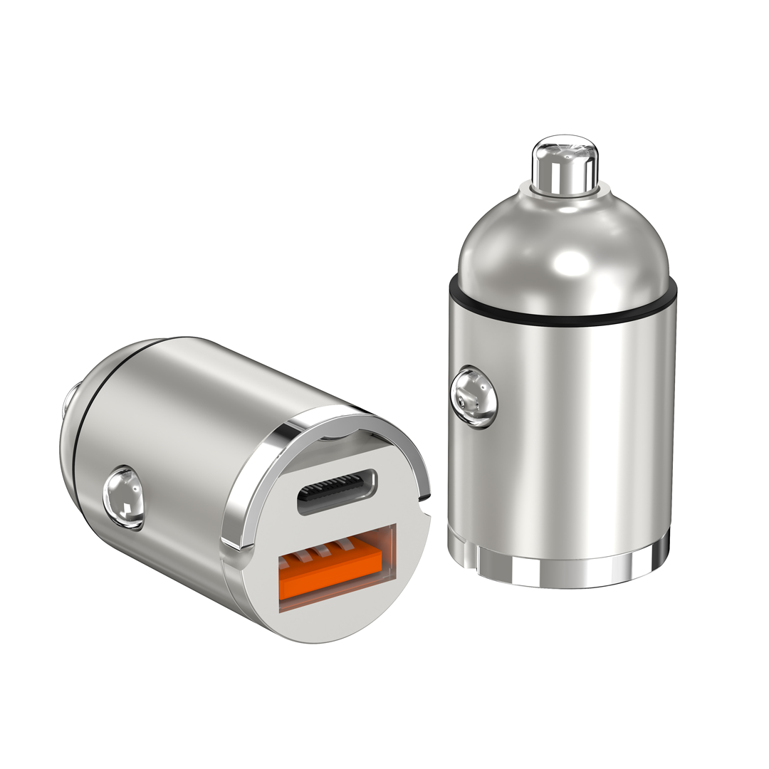 CR-031 60W Dual Port Ultra Fast Metallic Car Charger with Smart IC Protection