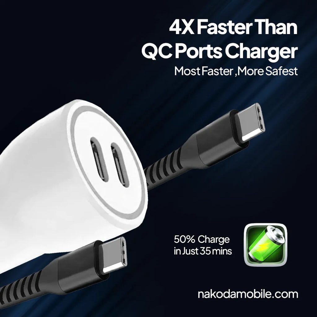Nakoda CR-015- Dual Type-C 12W- Compact Fast Charging- Car Charger