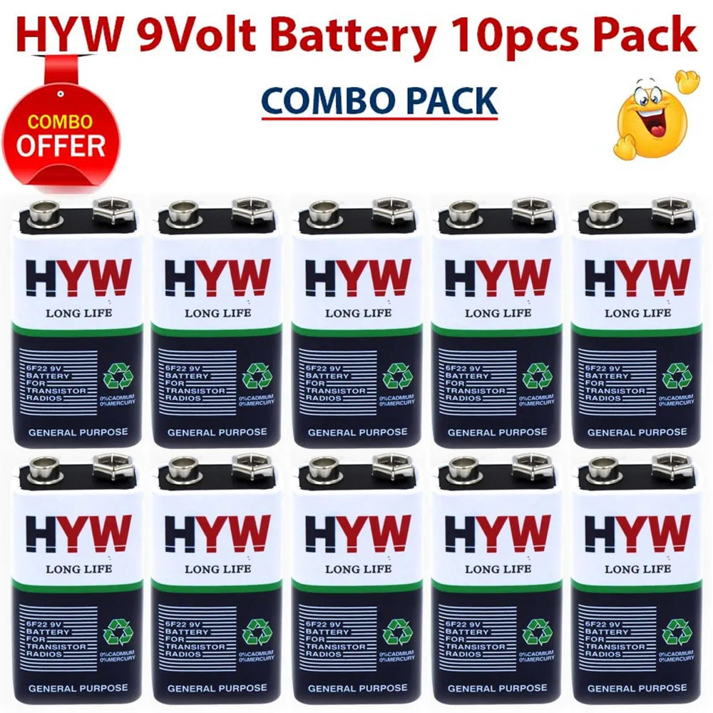 9 VOLT BATTERY HYW (SET OF 10PCS.)
