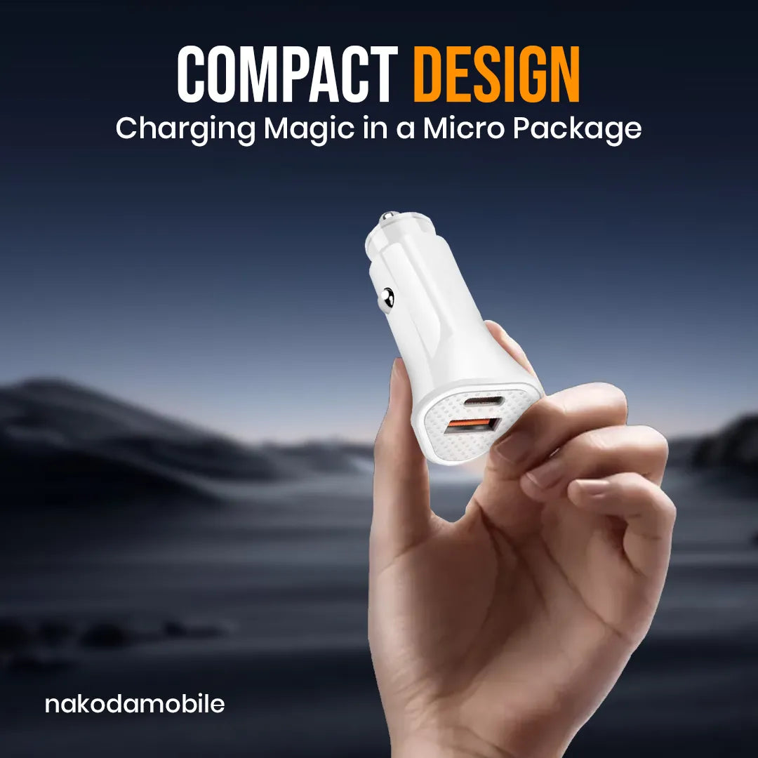 Nakoda CR-009- Dual USB + PD 30W- Fast Charging- Smart IC Car Charger