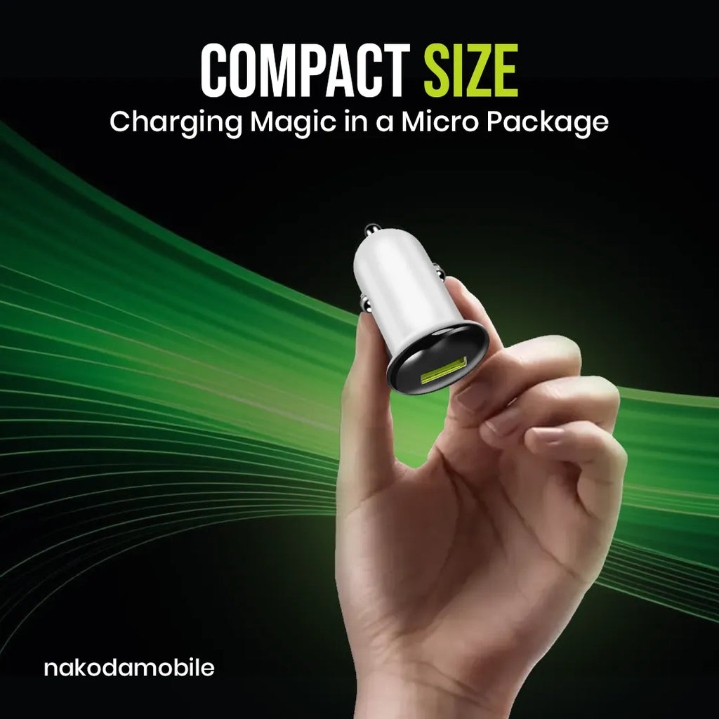 Nakoda CR-002- Single USB-A- Compact Fast Charging- Smart IC Car Charger