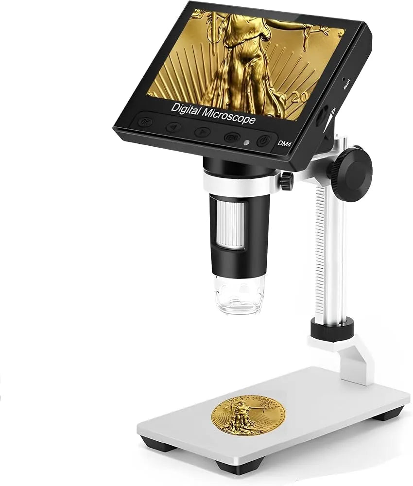 Digital Microscope with LCD 4.3 Display 1000X Magnification and Adjustable High Brightness 8 White LED