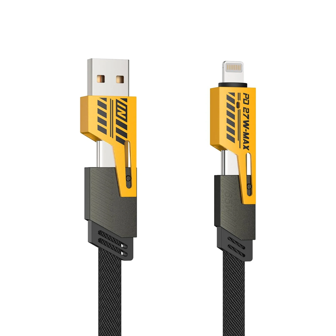 DT-024 4-in-1 Multi Cable | 1M Flat Braided Quick Switch Cable