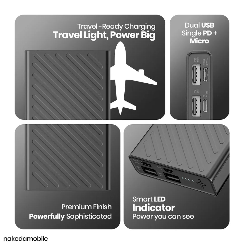 10,000mAh Power Bank with LED Display | Nakoda Mobile