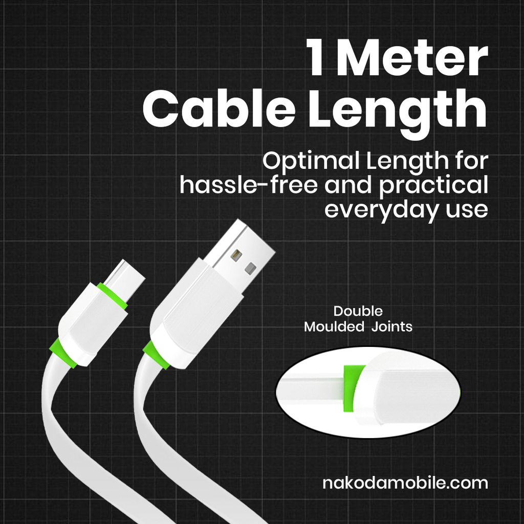 DT-010 Type-C Cable | 1M Tangle Free TPU Fast Charging Cable
