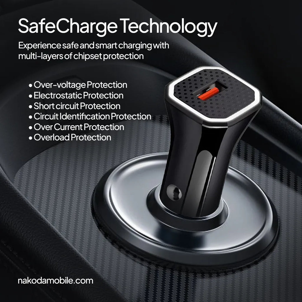 Nakoda CR-017- 25W Dual USB- Transparent Design- PD Fast Car Charger