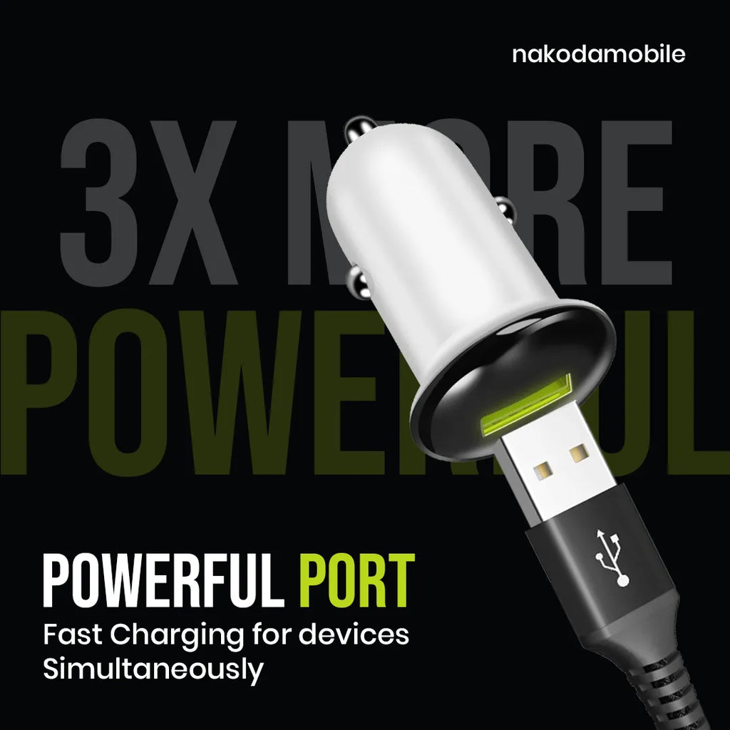 Nakoda CR-002- Single USB-A- Compact Fast Charging- Smart IC Car Charger