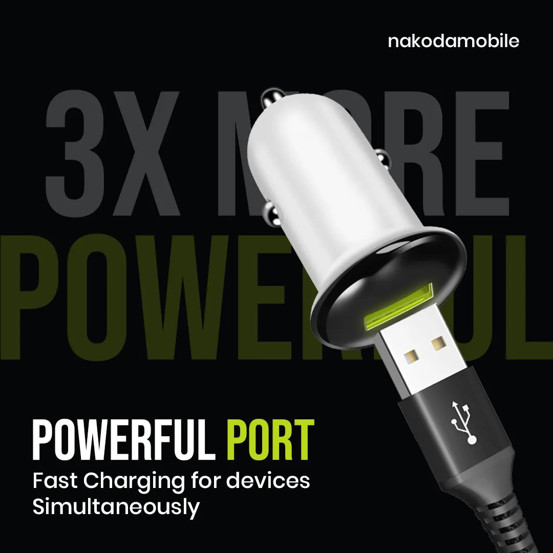 Nakoda CR-002- Single USB-A- Compact Fast Charging- Smart IC Car Charger