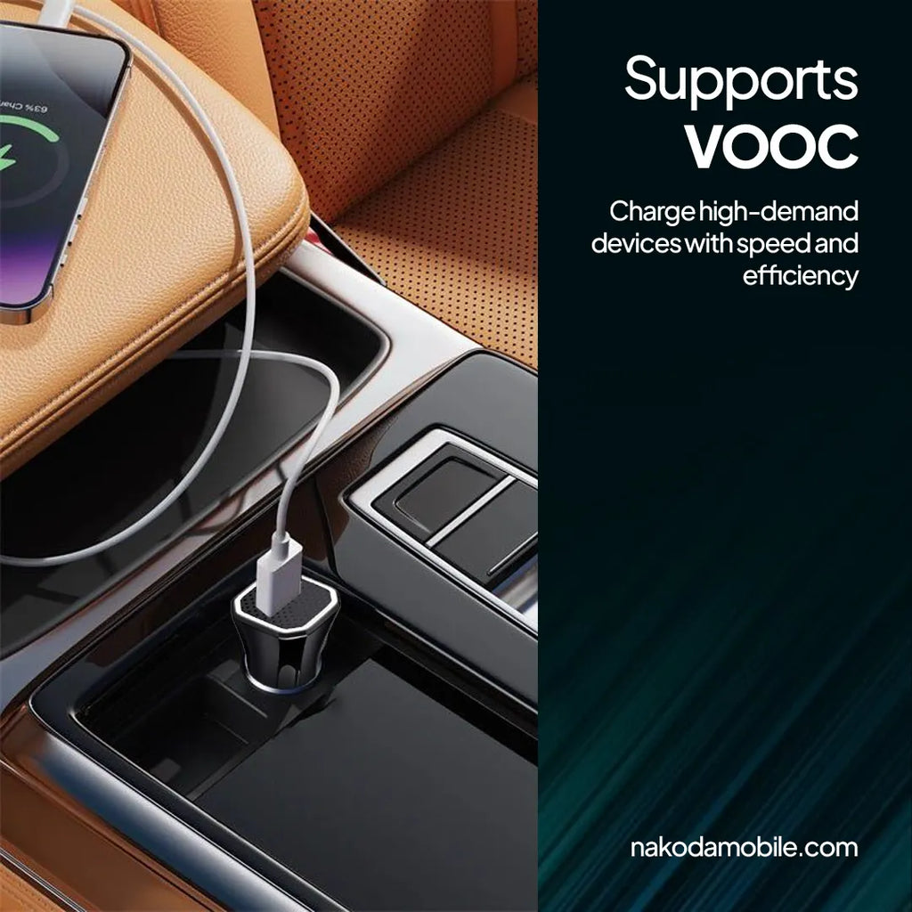 Nakoda CR-017- 25W Dual USB- Transparent Design- PD Fast Car Charger