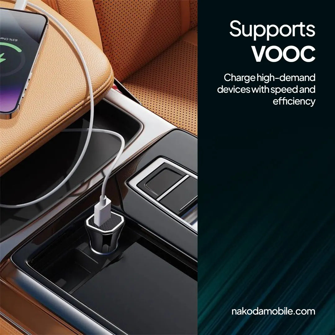 Nakoda CR-017- 25W Dual USB- Transparent Design- PD Fast Car Charger