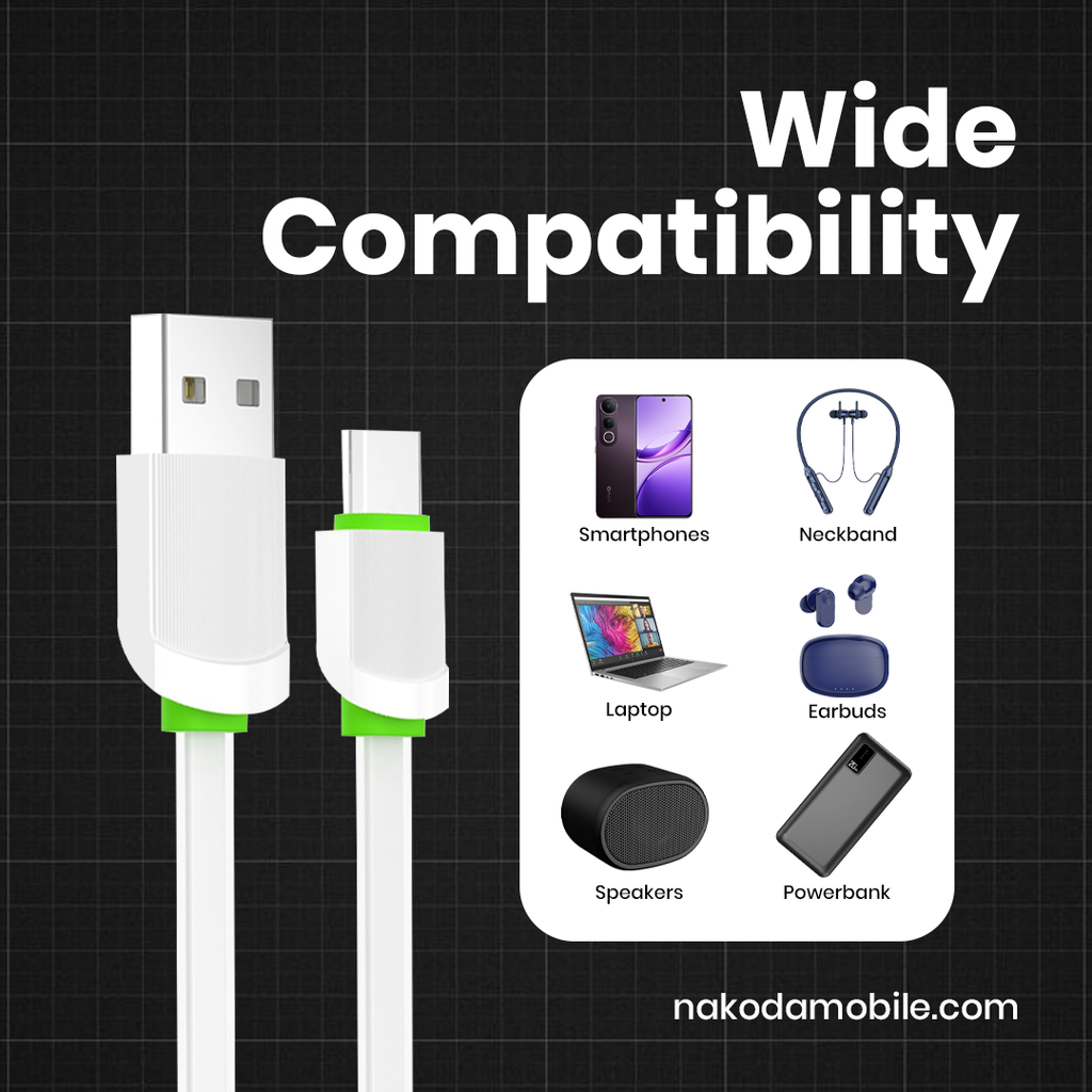 DT-010 Type-C Cable | 1M Tangle Free TPU Fast Charging Cable