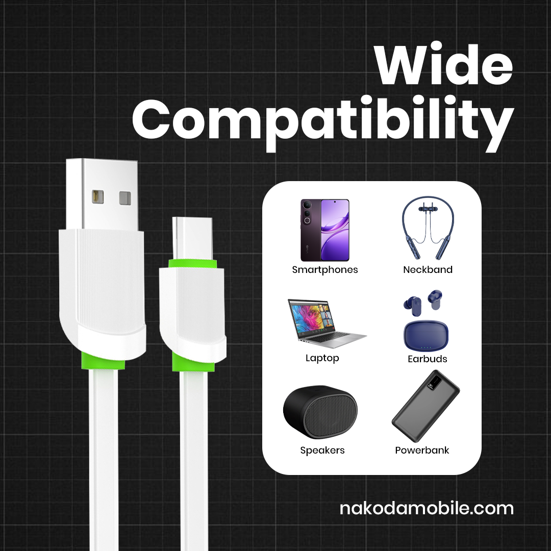 DT-010 Type-C Cable | 1M Tangle Free TPU Fast Charging Cable