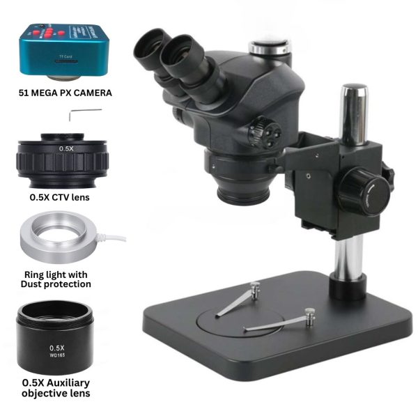 7-50X Magnification Trinocular Stereo 3D Microscope