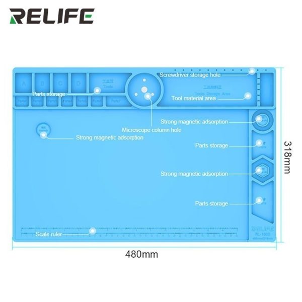 RELIFE RL-160B Microscope Base Maintenance Aluminum Alloy Platform Silicon Mat With Tool Storage Slot Repair Mat - Image 4