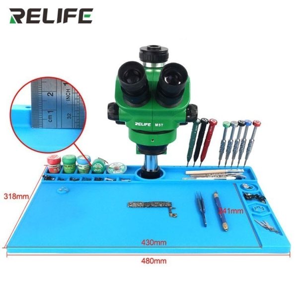 RELIFE RL-160B Microscope Base Maintenance Aluminum Alloy Platform Silicon Mat With Tool Storage Slot Repair Mat - Image 3