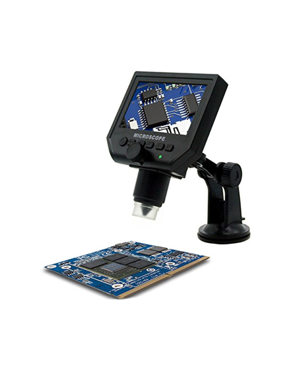Portable LCD Display Digital Microscope Video Camera 4.3 HD OLED 3.6MP 1-600X Magnification 1080P-720P (Black)